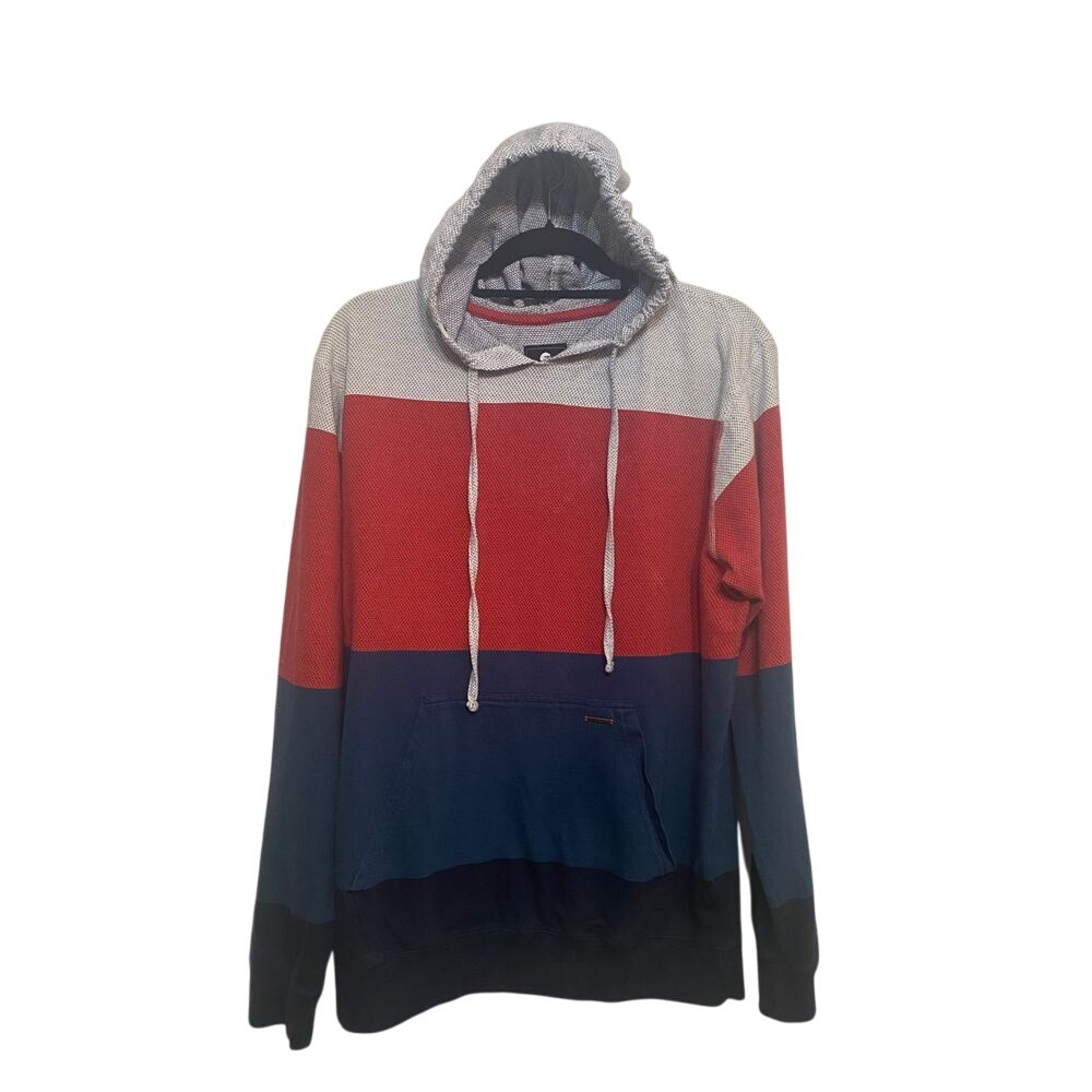 Billabong Lightweight Hoodie Men's size L Blue, Red, Gray‎ Long Sleeve